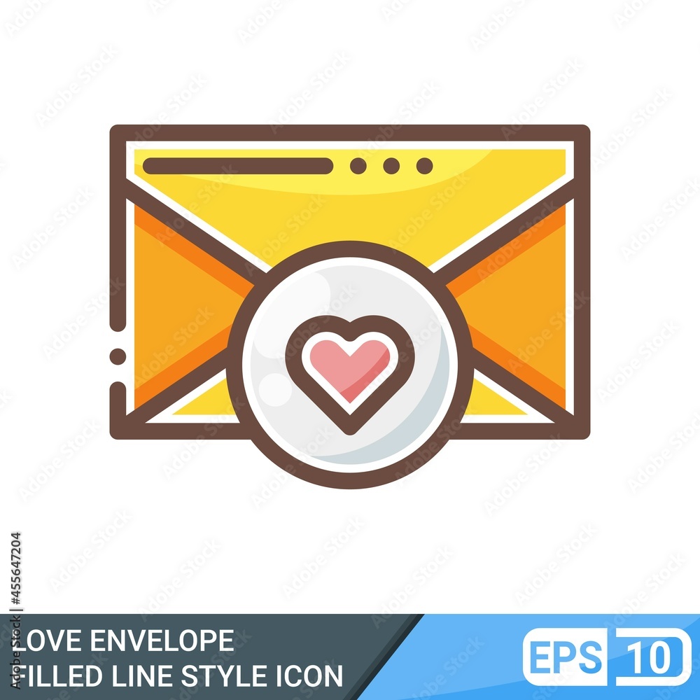 love envelope in filled line style icon isolated on white background. EPS 10 love envelope in filled line style icon isolated on white background. EPS 10