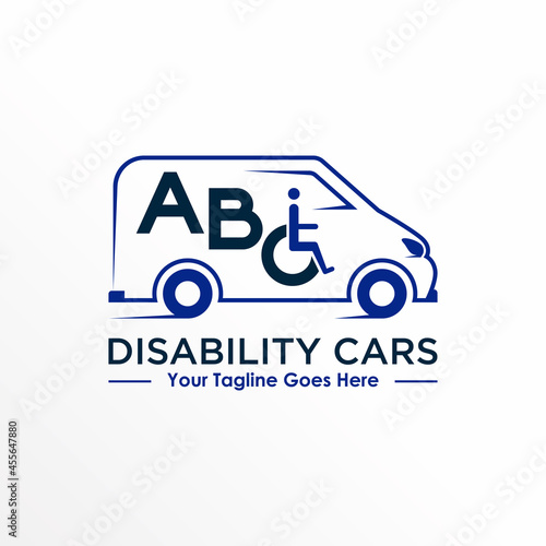 Vans car and wheelchair on letter C font image graphic icon logo free design abstract concept vector stock. Can be used as a symbol related to disability or transportation.