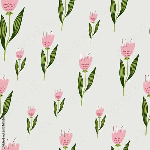 Random wildflower seamless pattern on white background. Elegant botanical design.