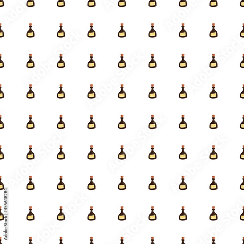 Geometric seamless pattern with rum bottles print isolated on white background.