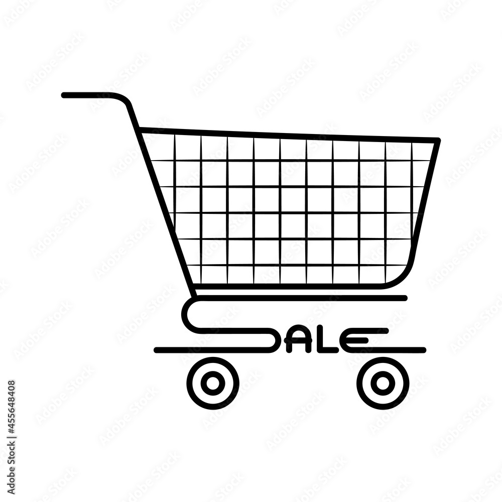 Simple Shopping trolley doodle with sale text vector illustration Simple Shopping trolley doodle with sale text vector illustration