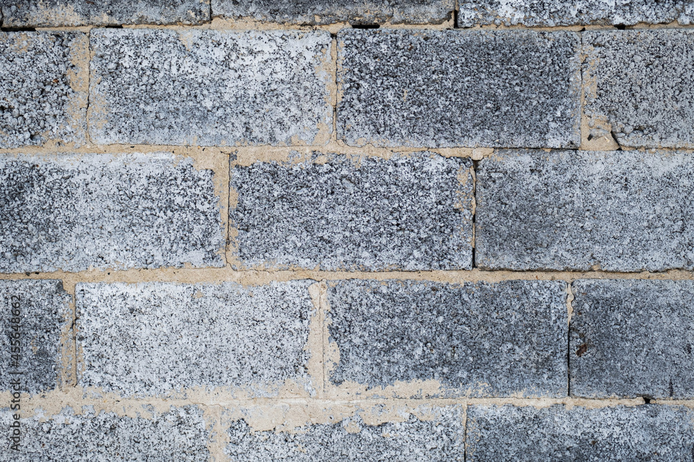 Fototapeta premium Сinder block wall background. Pattern of textured grey brick.