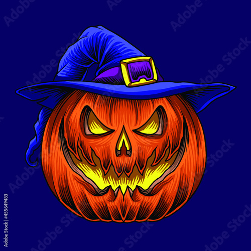 Halloween Pumpkin with witch hat