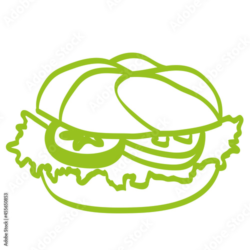 Handgezeichneter Burger in hellgrün