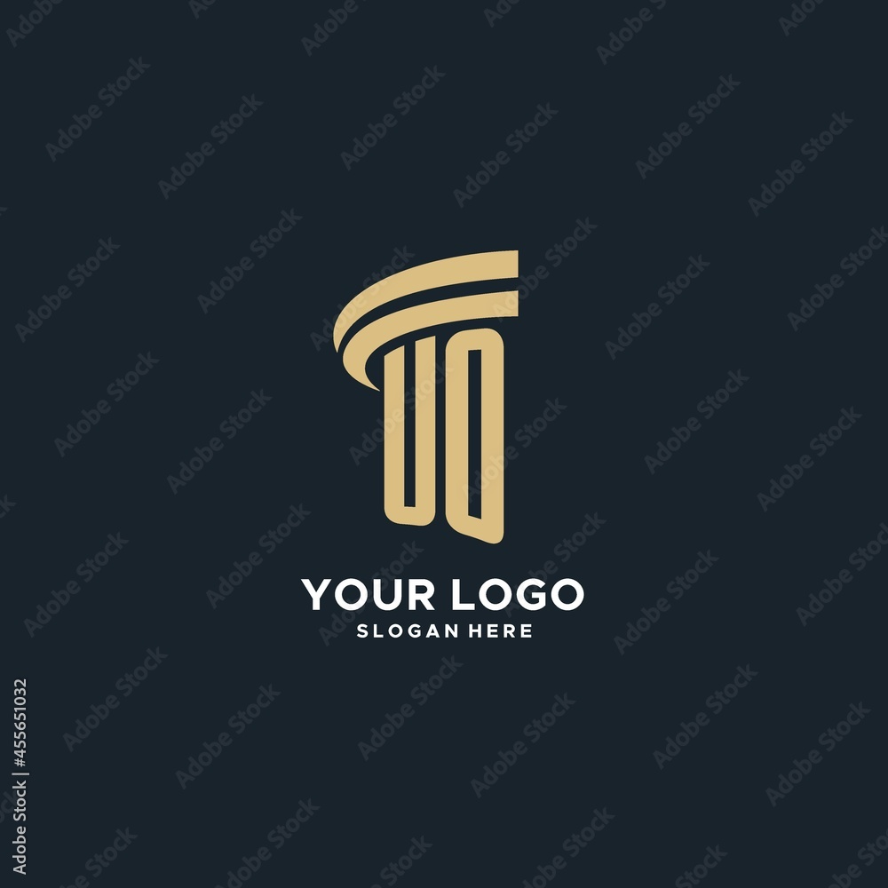 UO monogram with pillar icon design, luxury and modern legal logo ...