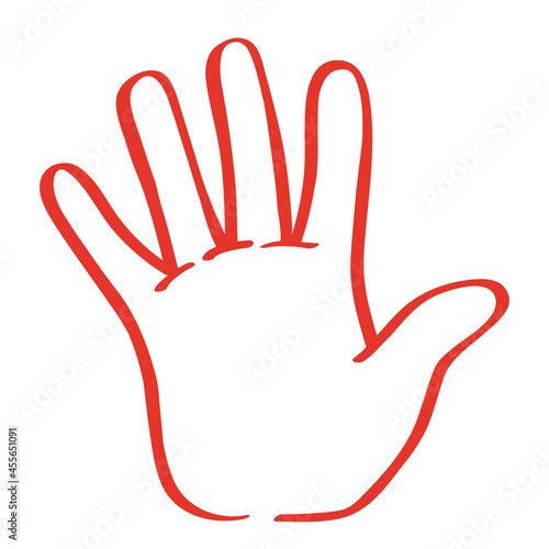 Handgezeichnete Hand in rot