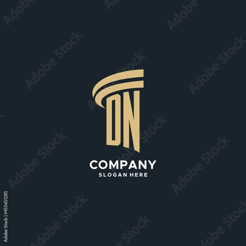 DN monogram with pillar icon design, luxury and modern legal logo design ideas