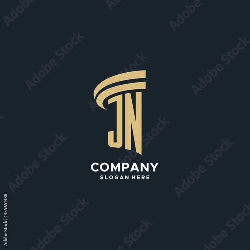 JN monogram with pillar icon design, luxury and modern legal logo design ideas