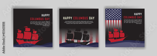 Happy Columbus Day. Social media post template for Columbus Day.