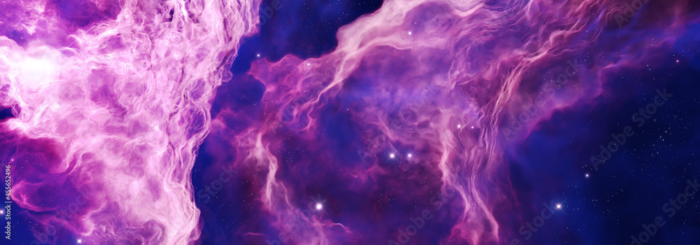 Cosmic background. Universe space background with Nebula and stars. Cyber Sci Fi concept. Galaxy and stars panorama. 3d rendering.