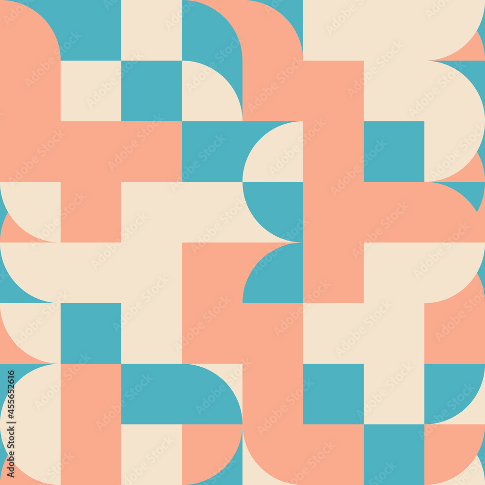 Mid-century geometric abstract vector seamless pattern with simple ...