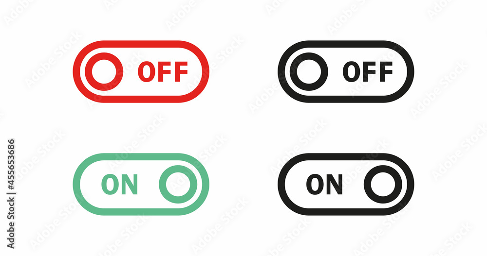 Set on off. On and Off Toggle switch button vector format. Toggle slide ...