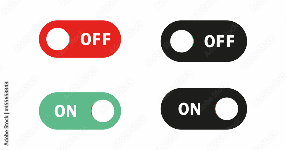 Set on off. On and Off Toggle switch button vector format. Toggle slide ...
