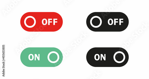Set on off. On and Off Toggle switch button vector format. Toggle slide for mobile app, social media. Vector illustration.