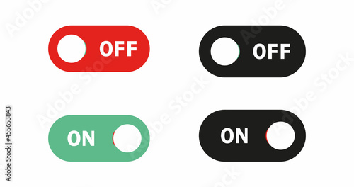 Set on off. On and Off Toggle switch button vector format. Toggle slide for mobile app, social media. Vector illustration.