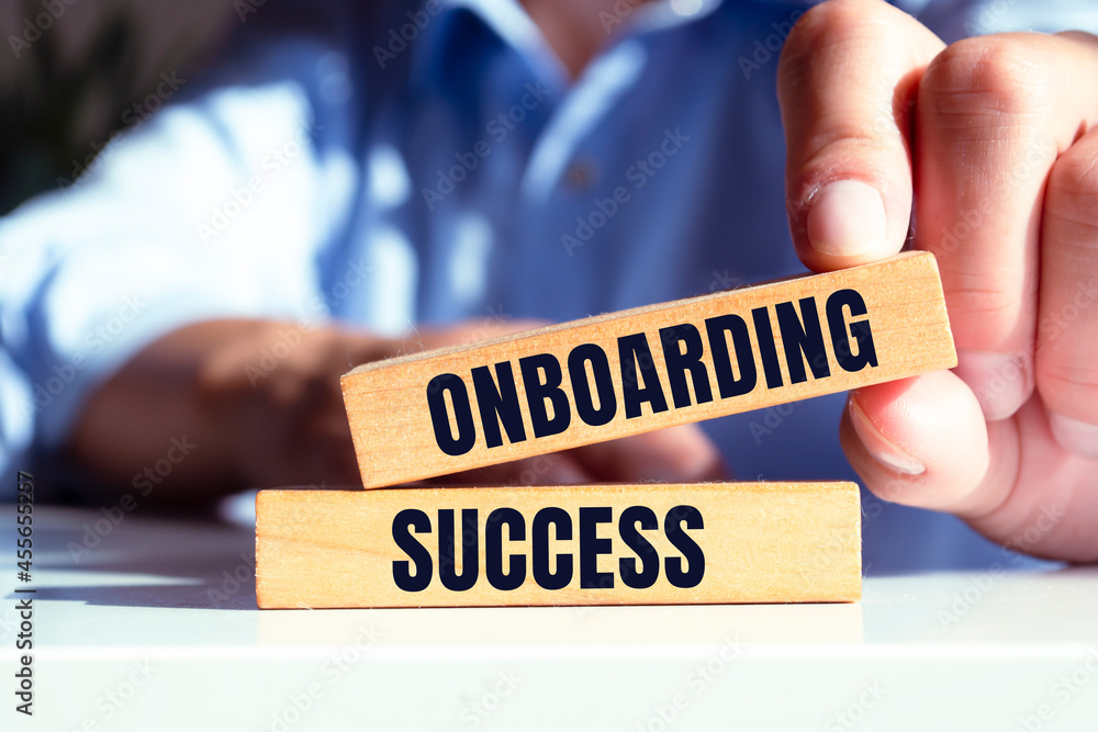 custom made wallpaper toronto digitalOnboarding success symbol. Wooden blocks with words 'Onboarding success'. Beautiful canvas background. Business, onboarding success concept
