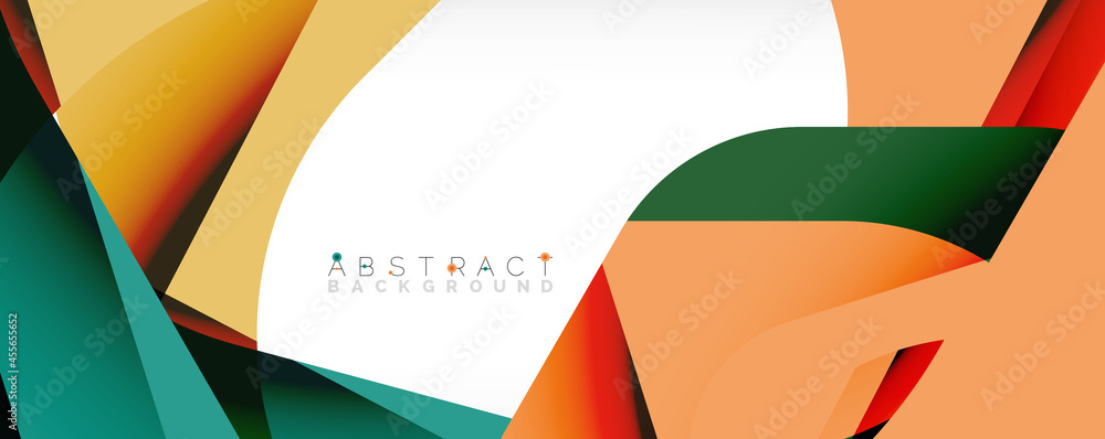 Obraz premium Geometric abstract background - multicolored abstract shapes on white. Vector Illustration For Wallpaper, Banner, Background, Landing Page
