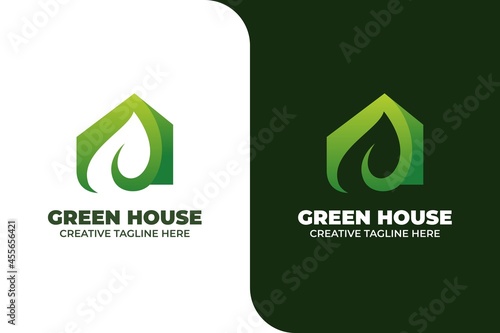 Green House Building Architecture Gradient Logo