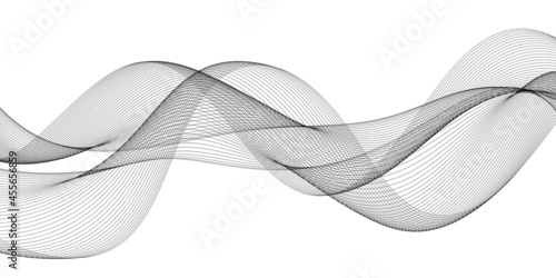 Abstract wave element for design. Digital frequency track equalizer. Stylized line art background. Wave with lines created using blend tool. Curved wavy line, smooth stripe photo