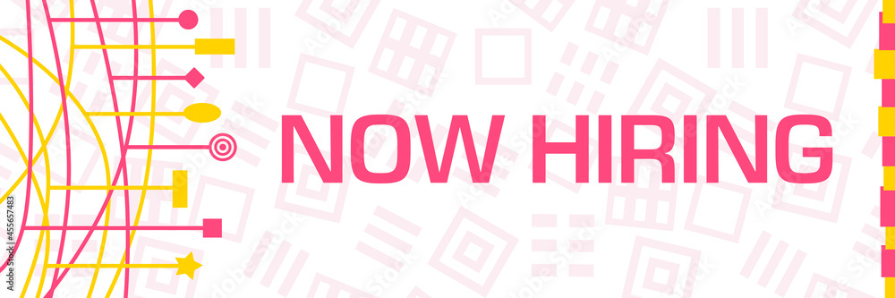 Now Hiring Lines Random Shapes Left Text Pink Yellow 