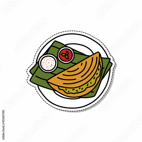 indian food doodle icon sticker, vector color line illustration