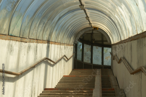 Stairs in a tunnel without people. Ascent for pedestrians.