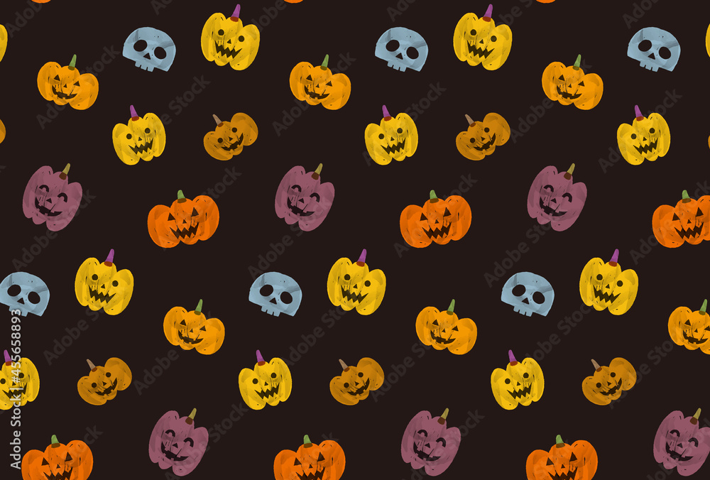 ハロウィン背景素材 ジャックオランタン・ドクロ ハロウィン背景素材 ジャックオランタン・ドクロ