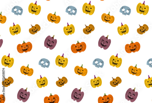 ハロウィン背景素材　ジャックオランタン・ドクロ