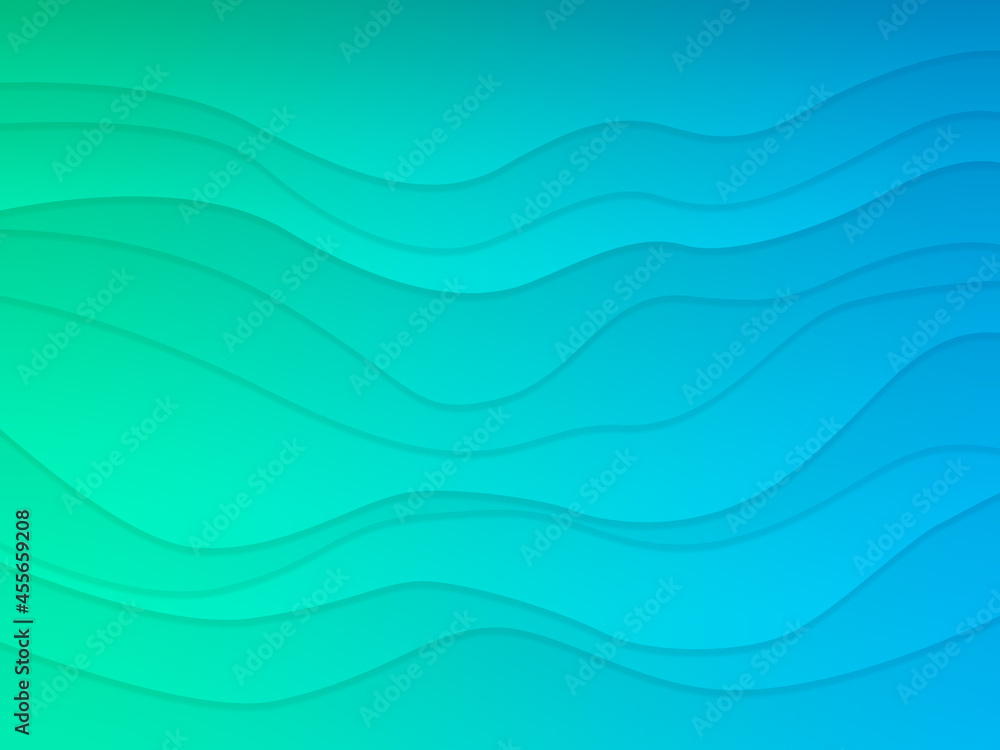 Obraz Green-blue gradient. Wave layer shape zigzag pattern concept abstract background flat design style illustration.