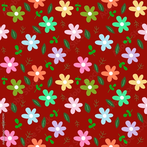 Beautiful floral seamless pattern with colorful flowers