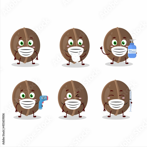 A picture of walnuts cartoon design style keep staying healthy during a pandemic