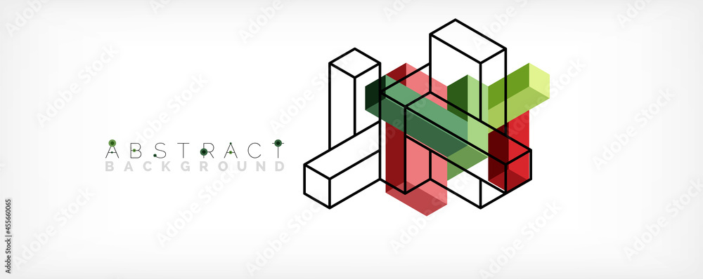 Obraz premium Abstract background. 3d cubes, cubic elements and blocks. Techno or business concept for wallpaper, banner, background, landing page
