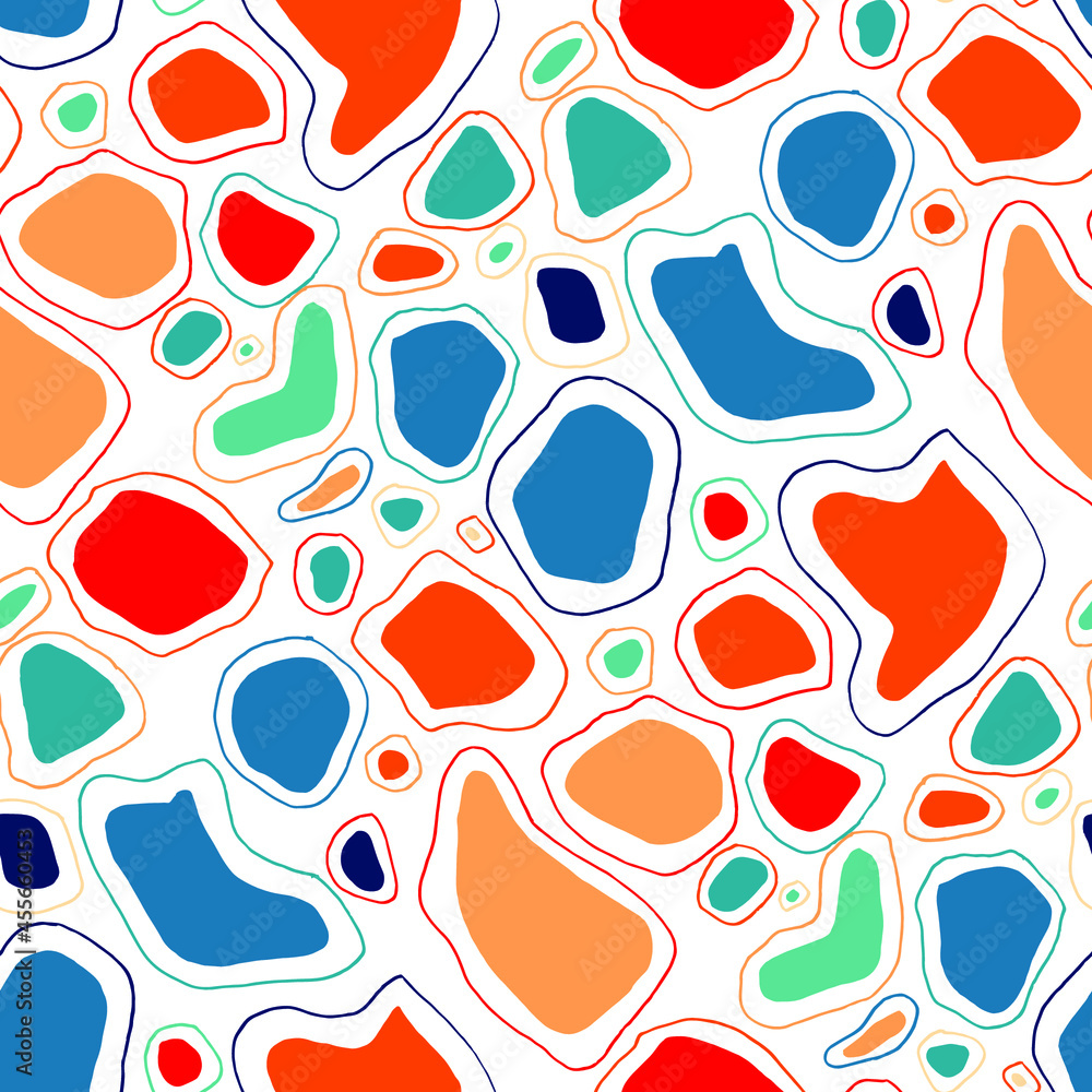 Seamless vector pattern with abstract modern doodles. Bright summer print. Trendy colorful background. Vintage geometric doodles. Seamless vector pattern with abstract modern doodles. Bright summer print. Trendy colorful background. Vintage geometric doodles.