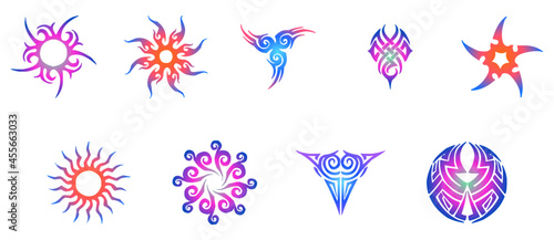 Tribal tattoo in colorful gradient color. Vector illustration