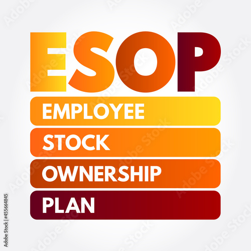 ESOP - Employee Stock Ownership Plan acronym, business concept background photo