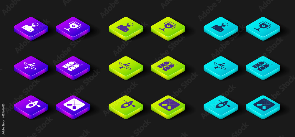 Set Kayak and paddle, Paddle, Aqualung, Award cup and Swimmer icon. Vector Set Kayak and paddle, Paddle, Aqualung, Award cup and Swimmer icon. Vector