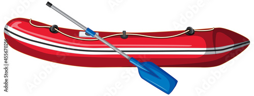 Inflatable boat with oars on white background