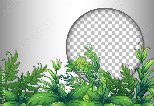 Round frame transparent with tropical leaves template