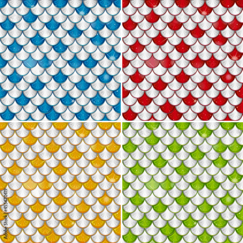 Set of fish scale seamless pattern background