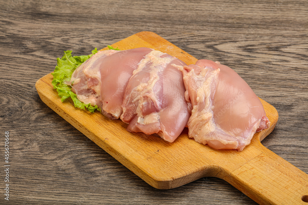 Raw chicken boneless and skinless leg