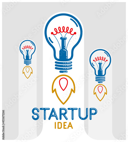 Three idea light bulbs laun...
