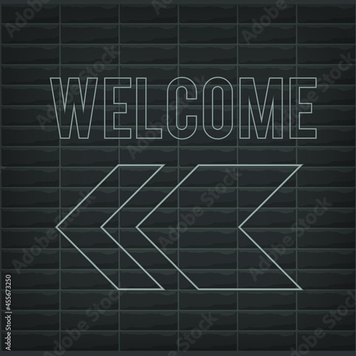 Welcome neon sign with monochrome black and white colors and bricks background. can use for neon box, party sign, business banner, element graphic resources