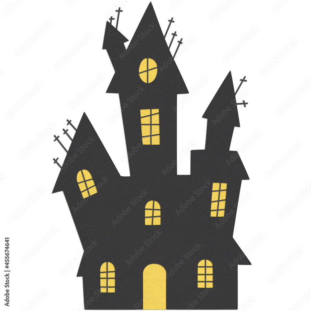 Scary house paper cut Halloween