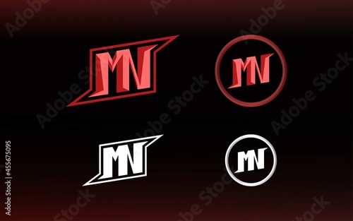 Initials MN logo with a bright color is suitable for E sports teams and others