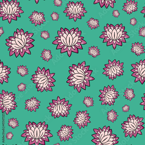 Historic inspired flower seamless repeat pattern print background