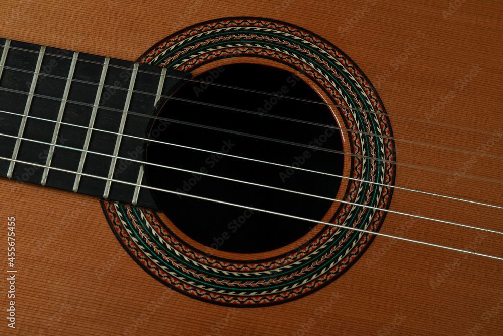 Classical guitar all over background, close up Classical guitar all over background, close up