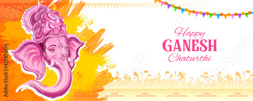 Lord Ganpati background for Ganesh Chaturthi festival of India with message meaning My Lord Ganesha