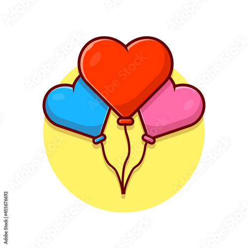 Love Balloon Cartoon Vector Icon Illustration. Sign Object Icon Concept Isolated Premium Vector. Flat Cartoon Style