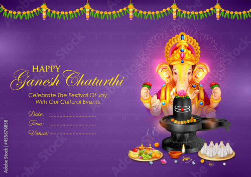 Lord Ganpati background for Ganesh Chaturthi festival of India with message meaning My Lord Ganesha