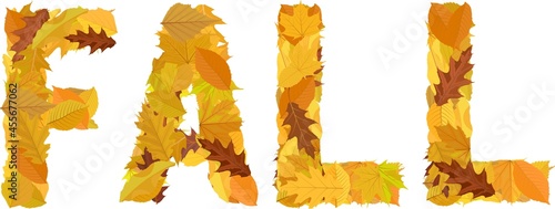 Word Fall With Colourful Letters Autumnal Leaves